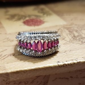 Genuine Rubies & white sapphires 925 ring size 8